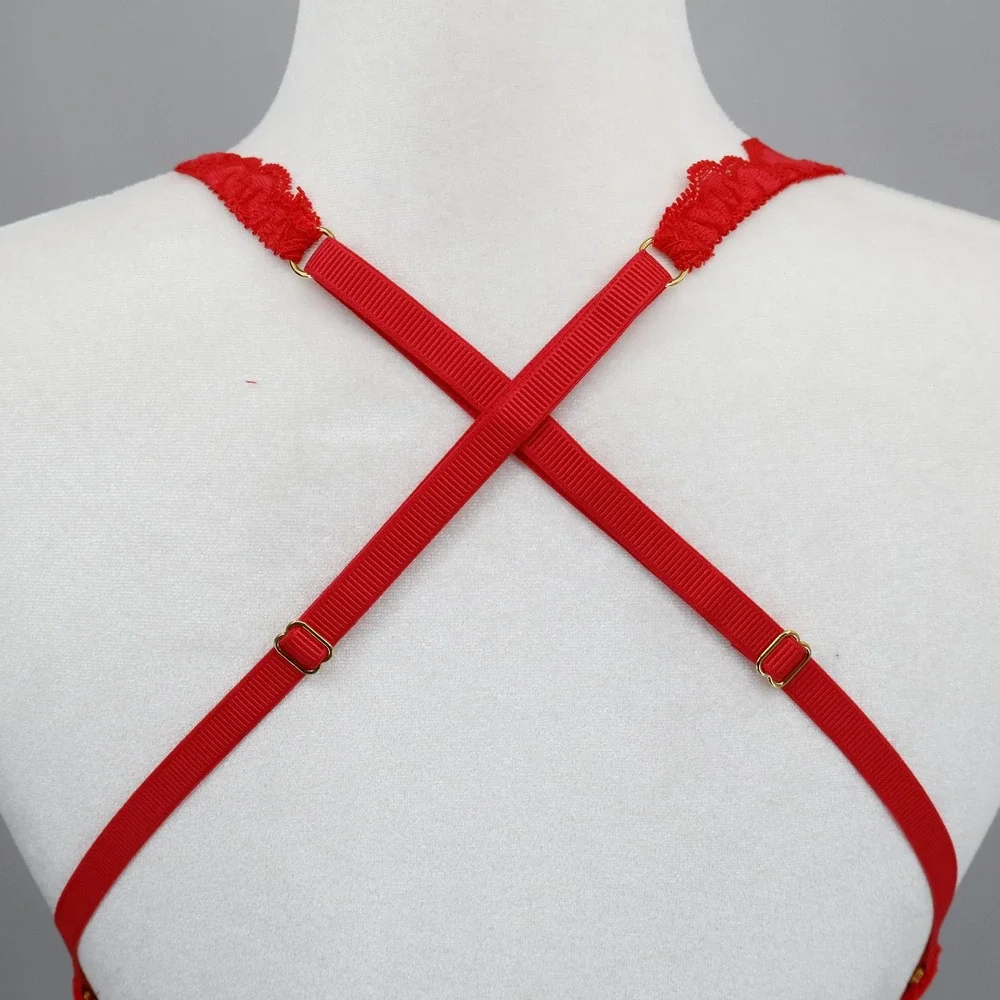 Free People‎ x We Are HAH 2 Timer Bra Siren Red Adjustable 28-36C Sexy Lace NWT